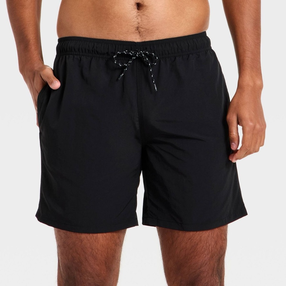 Men's 7'' Swim Trunks - Goodfellow & Co™ Black‎ nwt